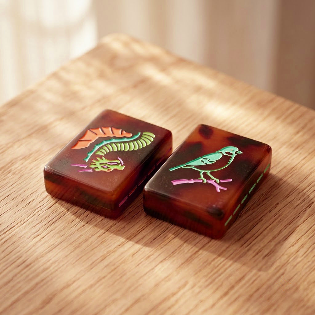 Neon Tortoiseshell Mahjong Set — 160 Tiles