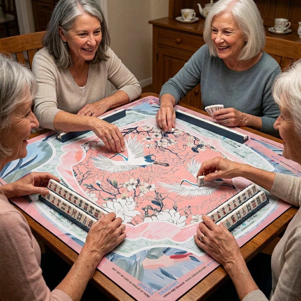 The Heron Mahjong Mat — Premium Neoprene That Never Creases, Stored in Its Own Tube