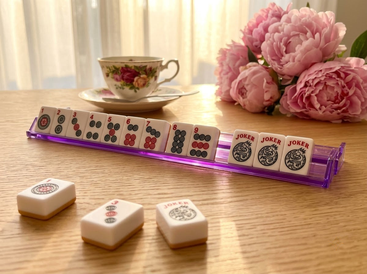 Violet Clear Mahjong Racks — Set of 4