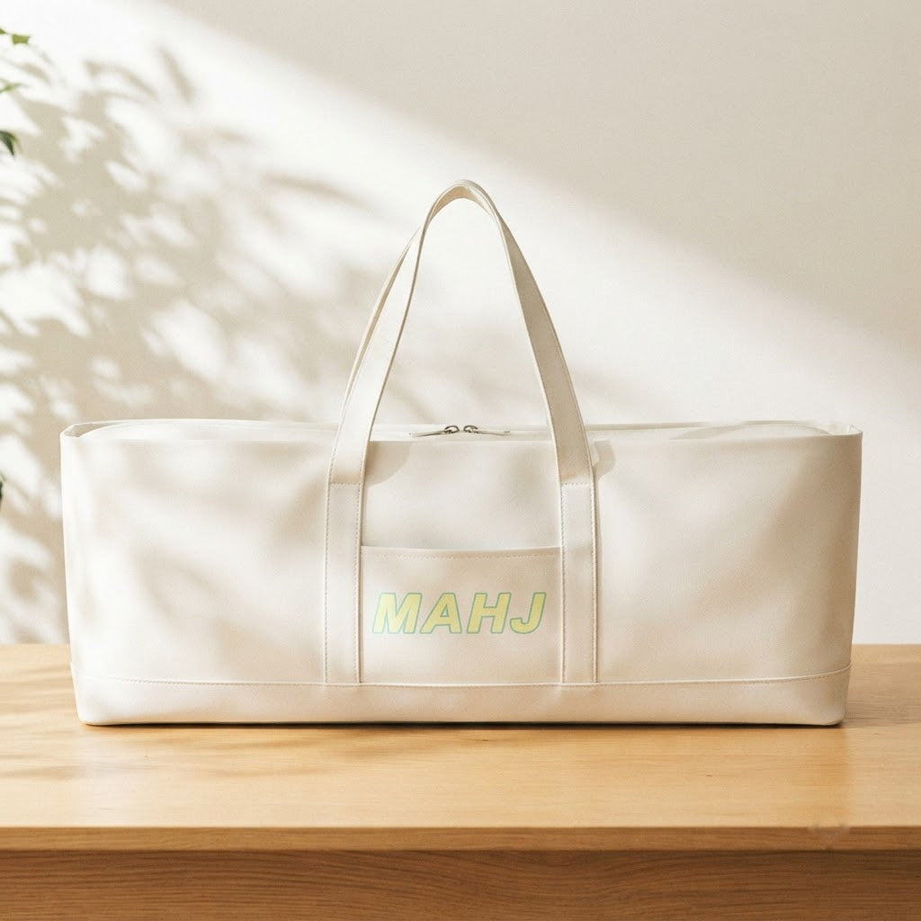 Long mahjong tote bag in all white