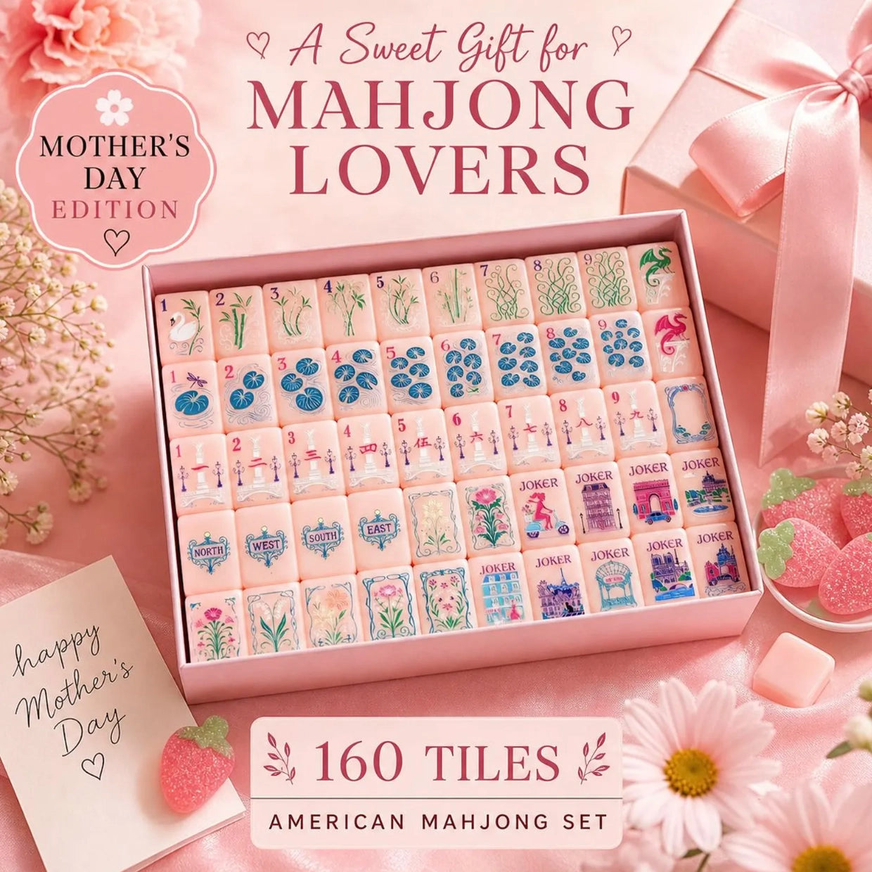 Luxury Pastel Floral Mahjong Set
