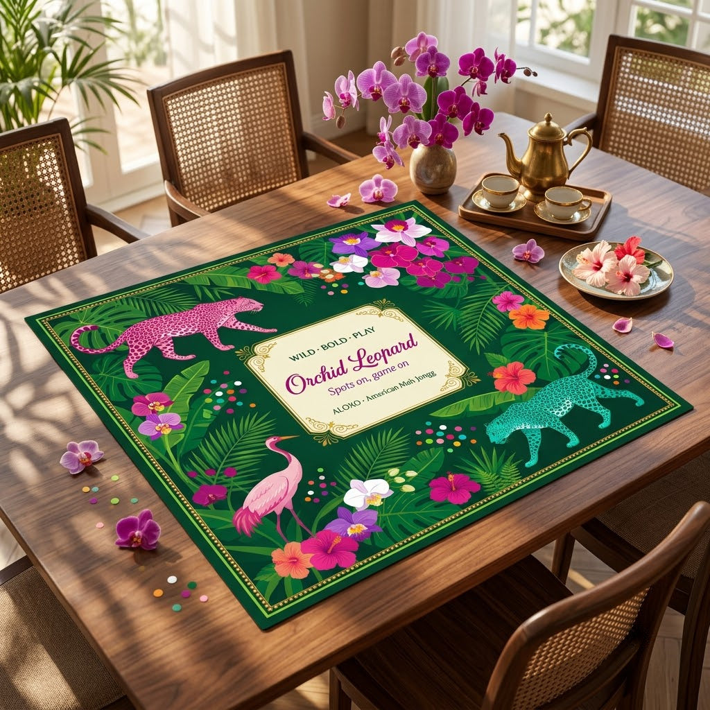 Wild Orchid Leopard Mahjong Mat — Roll-Up