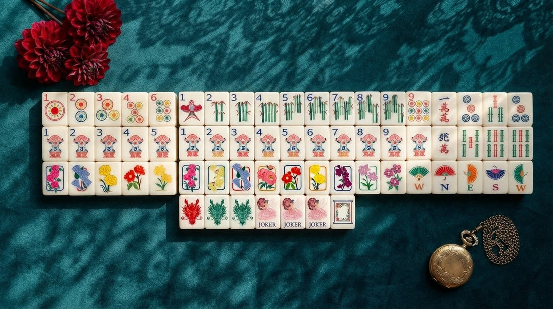 Two mahjong tiles weighed in the palm at a senior center table to compare their heft