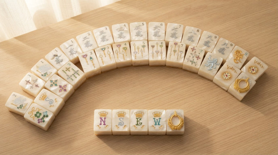 Four women at a parish hall mahjong table on a bright December morning