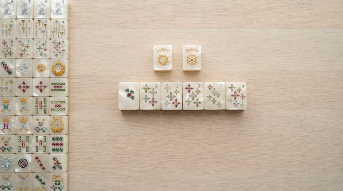 Four women reacting to a five-tile quint at a senior center mahjong table
