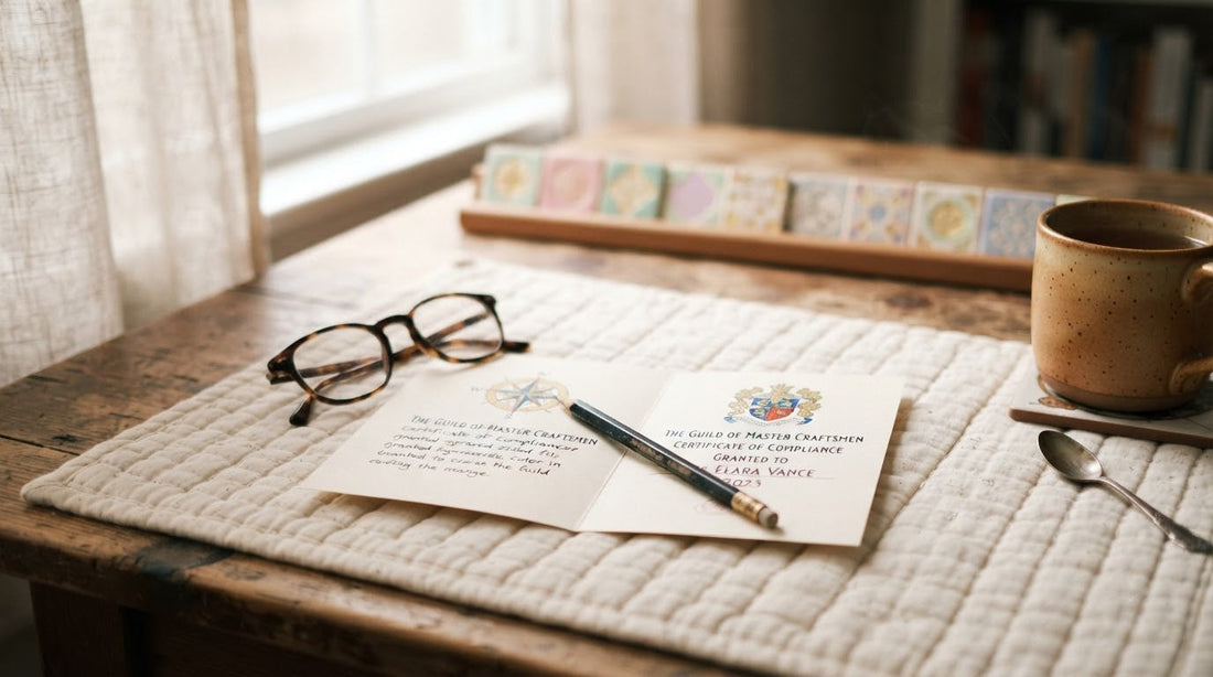 Four women at a bay window table tracing lines on a printed NMJL card laid flat between them