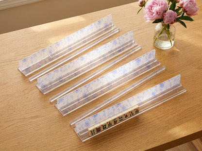 Blue Toile Mahjong Racks — Set of 4