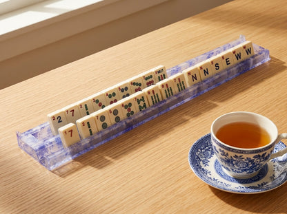 Blue Toile Mahjong Racks — Set of 4