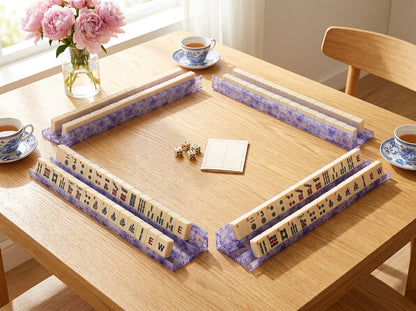 Blue Toile Mahjong Racks — Set of 4