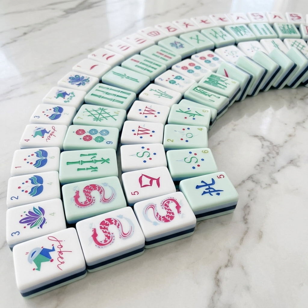 The Crystal Cyan Set — 160-Piece Laser-Engraved American Mahjong in Crystal-Clear Acrylic