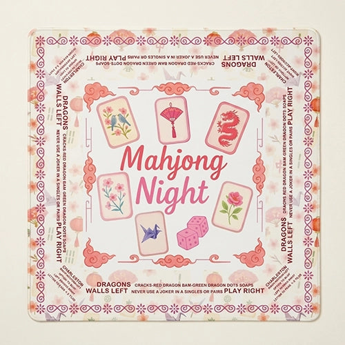 NEW Pink Floral Mahjong Mat, Non-Slip Noise-Reduction Game Mat, Square Table Mat