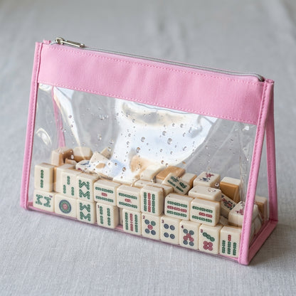 The Mahjong Day-Bag Set — Canvas Carryall + Clear Waterproof Tile Pouch + Rack Bag, Made to Carry Your Whole Set