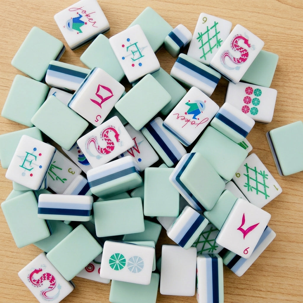The Crystal Cyan Set — 160-Piece Laser-Engraved American Mahjong in Crystal-Clear Acrylic