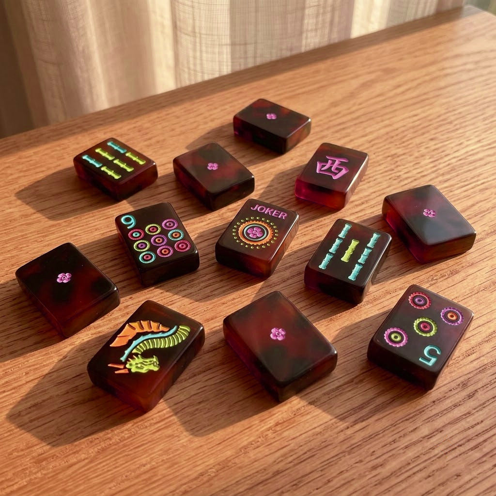 Neon Tortoiseshell Mahjong Set — 160 Tiles