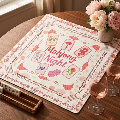 ALOXO Pink Floral Noise Reduction Mahjong Mat