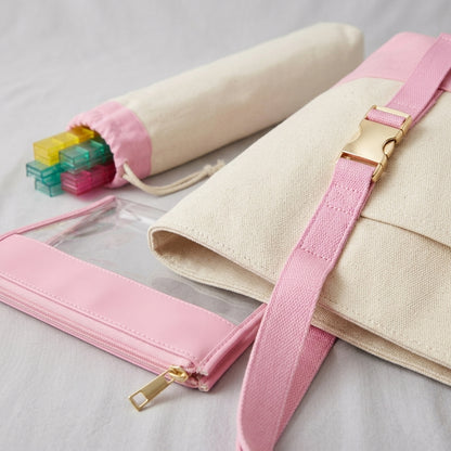 The Mahjong Day-Bag Set — Canvas Carryall + Clear Waterproof Tile Pouch + Rack Bag, Made to Carry Your Whole Set