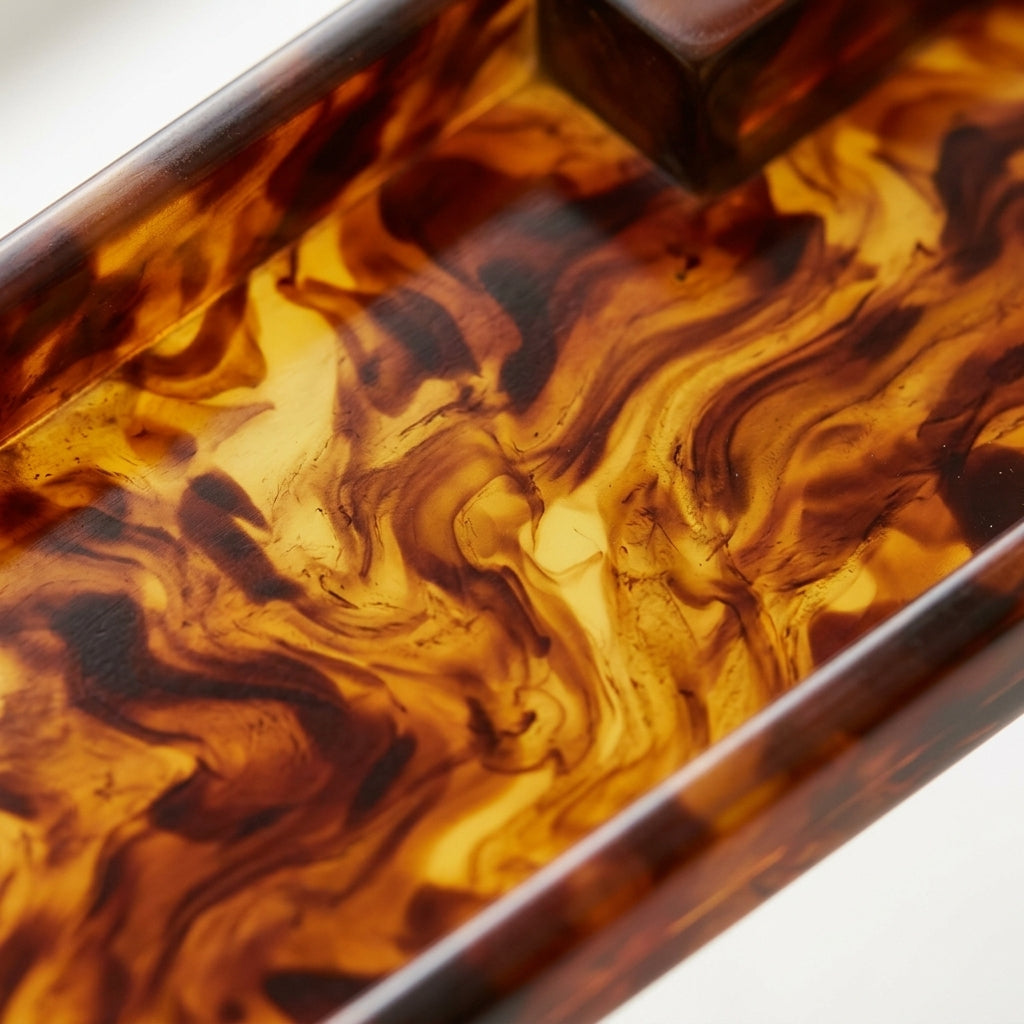 The Tortoise Shell Rack & Pusher Set — Warm Tortoise-Pattern Acrylic Racks with Built-In Pushers, So You Never Lean Across the Table