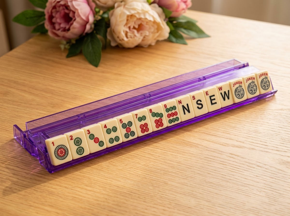 Violet Clear Mahjong Racks — Set of 4