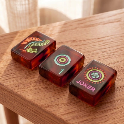 Neon Tortoiseshell Mahjong Set — 160 Tiles