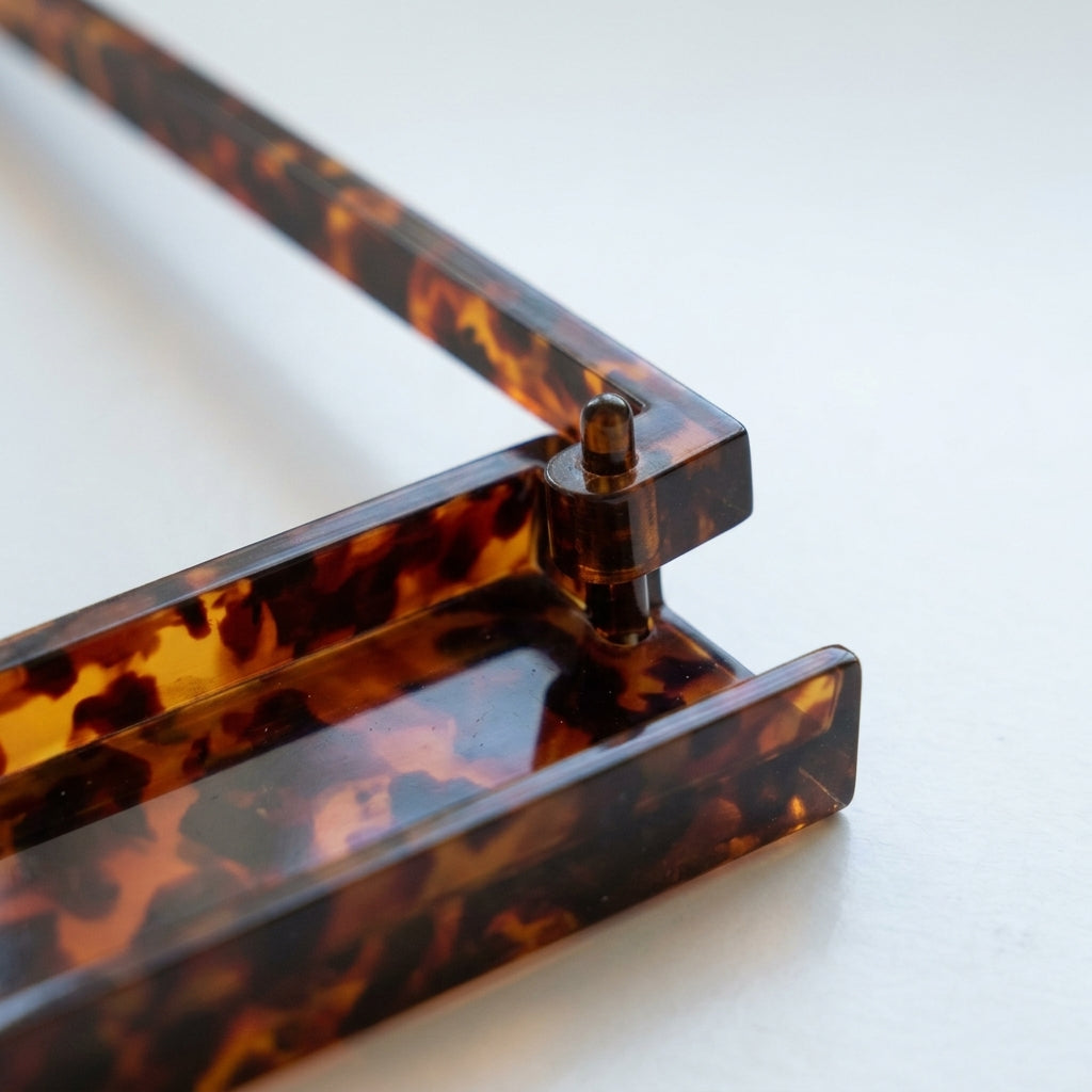 The Tortoise Shell Rack & Pusher Set — Warm Tortoise-Pattern Acrylic Racks with Built-In Pushers, So You Never Lean Across the Table