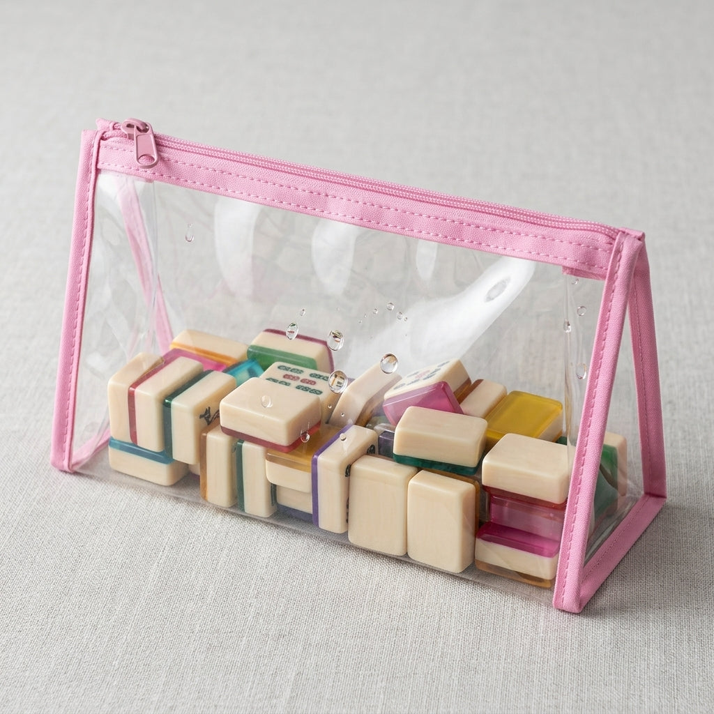 The Mahjong Day-Bag Set — Canvas Carryall + Clear Waterproof Tile Pouch + Rack Bag, Made to Carry Your Whole Set