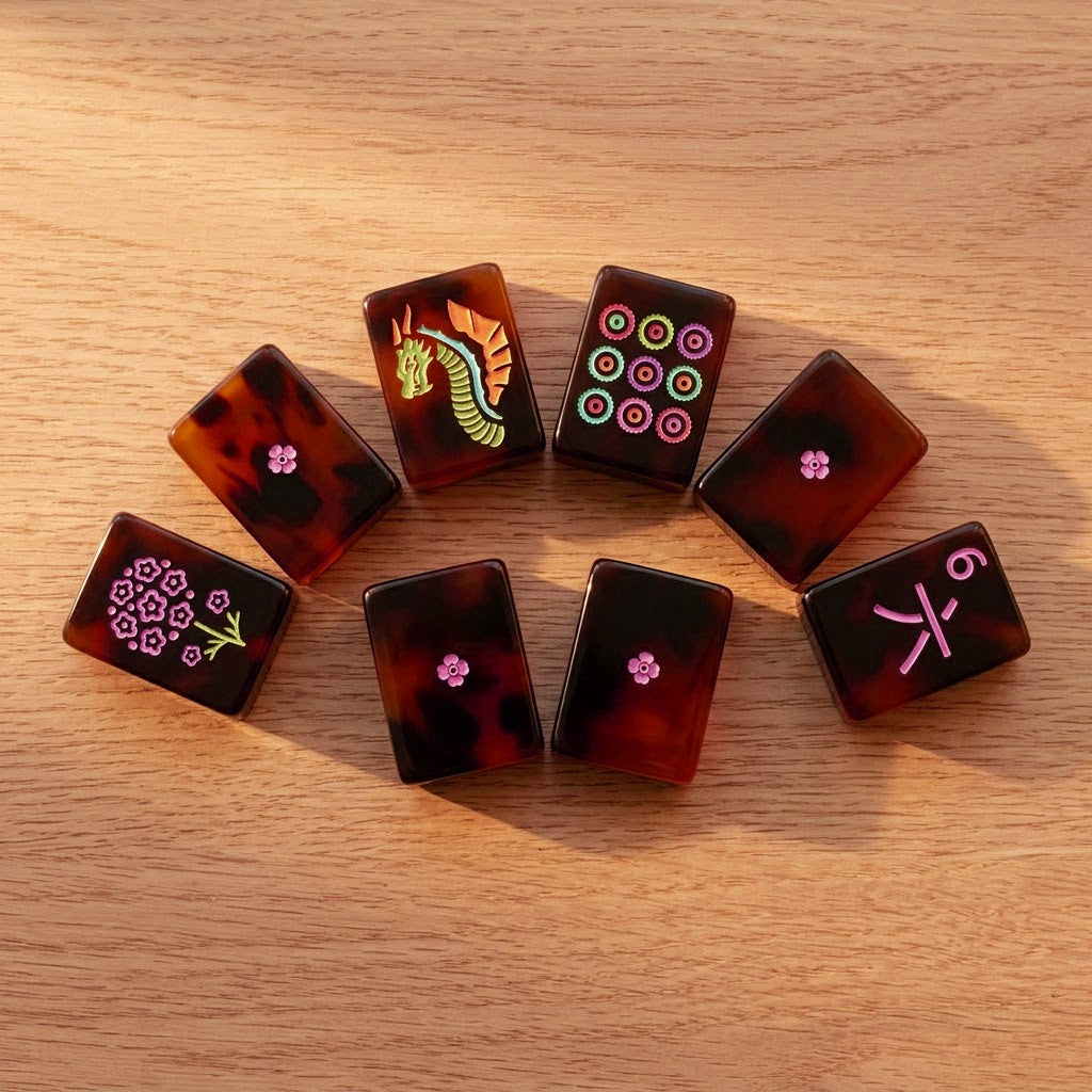 Neon Tortoiseshell Mahjong Set — 160 Tiles