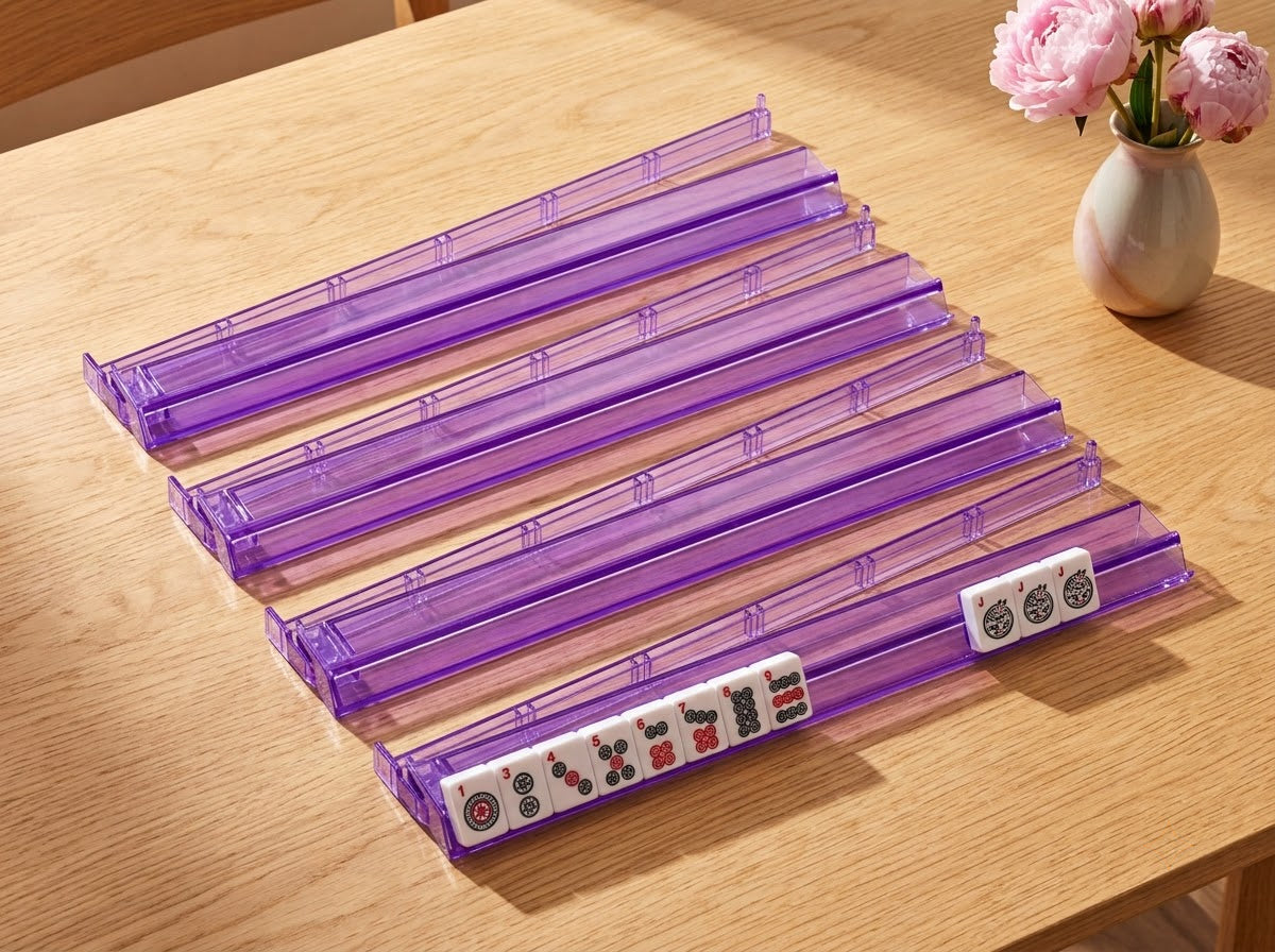 Violet Clear Mahjong Racks — Set of 4