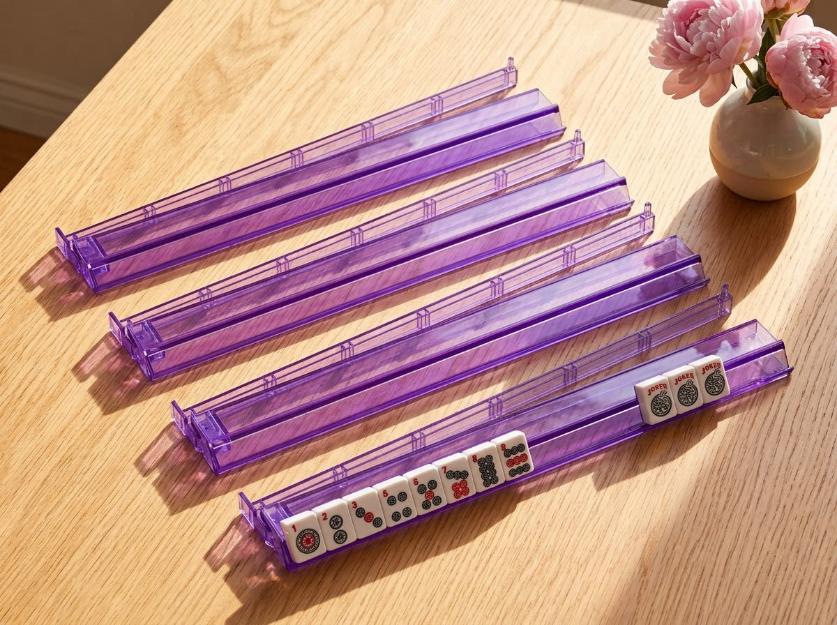 Violet Clear Mahjong Racks — Set of 4