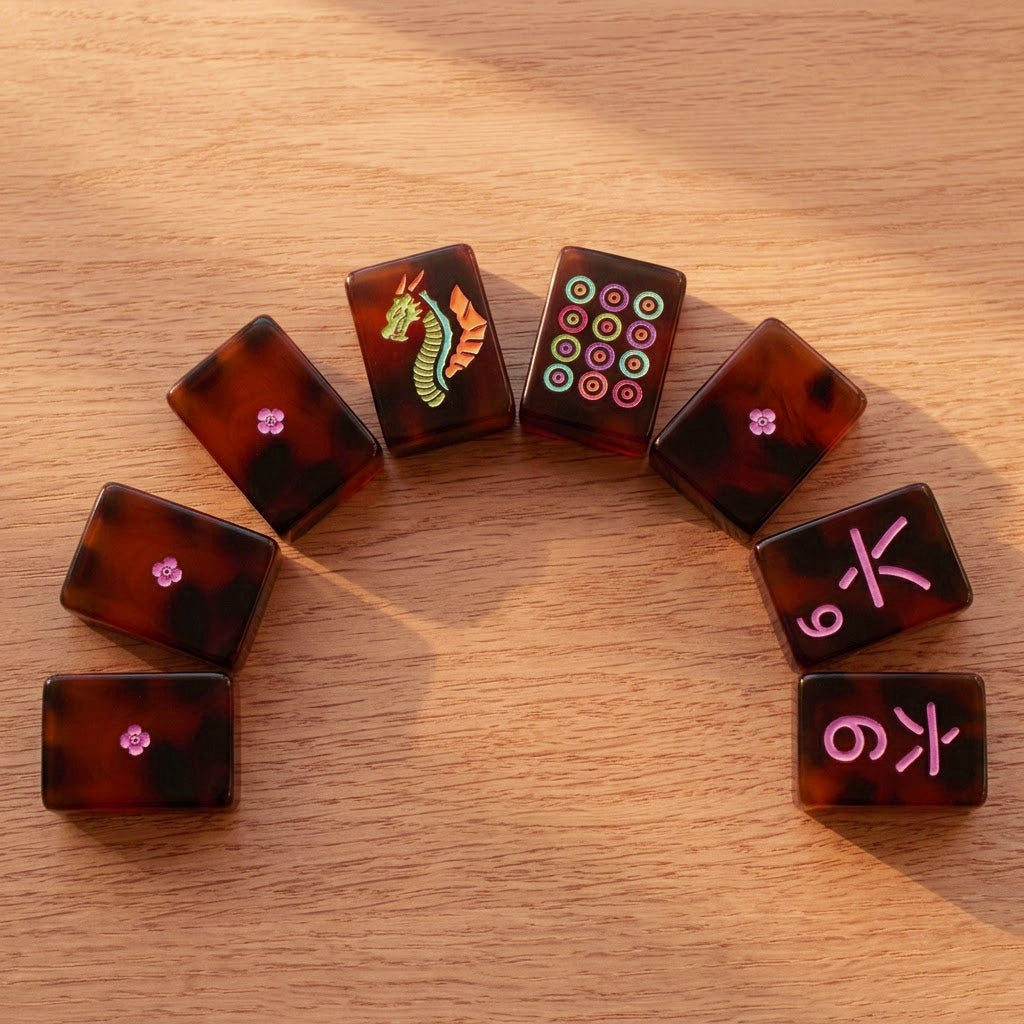 Neon Tortoiseshell Mahjong Set — 160 Tiles