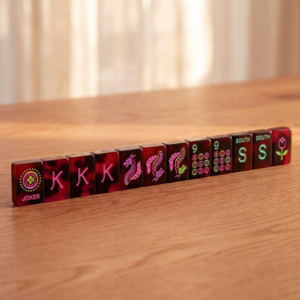 Neon Tortoiseshell Mahjong Set — 160 Tiles