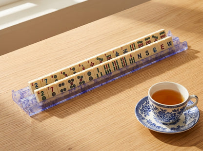 Blue Toile Mahjong Racks — Set of 4