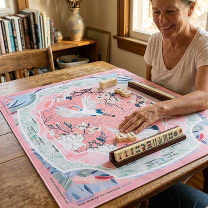 The Heron Mahjong Mat — Premium Neoprene That Never Creases, Stored in Its Own Tube
