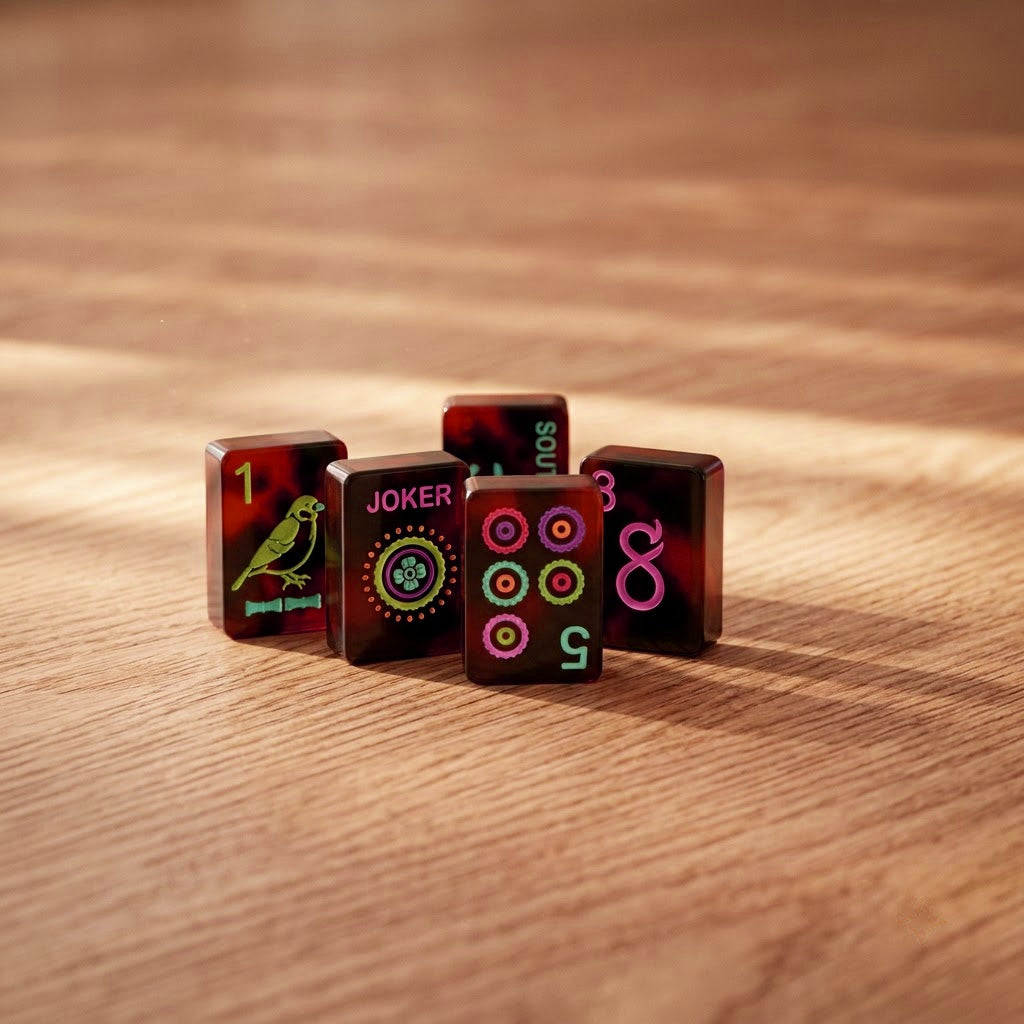 Neon Tortoiseshell Mahjong Set — 160 Tiles