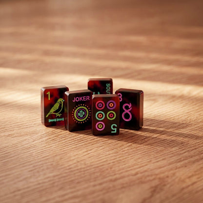 Neon Tortoiseshell Mahjong Set — 160 Tiles