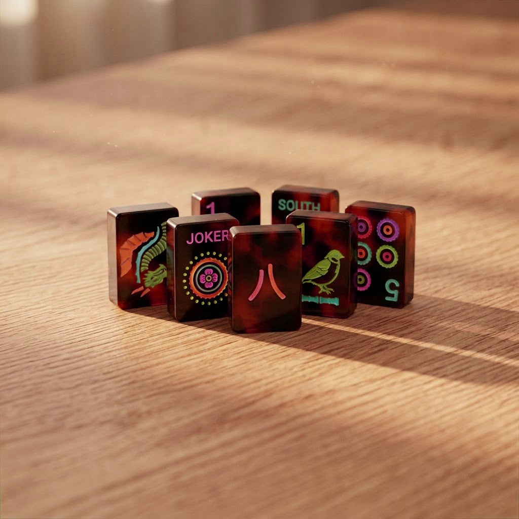 Neon Tortoiseshell Mahjong Set — 160 Tiles