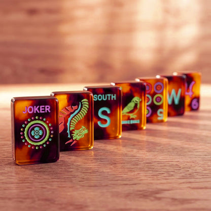 Neon Tortoiseshell Mahjong Set — 160 Tiles