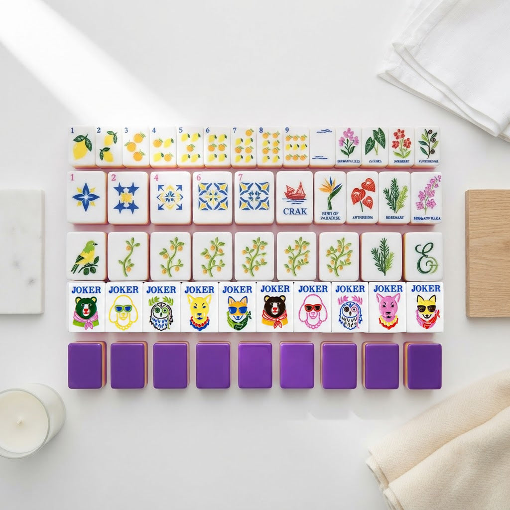 Amalfi Lemon mahjong tiles showing the three suits in rows
