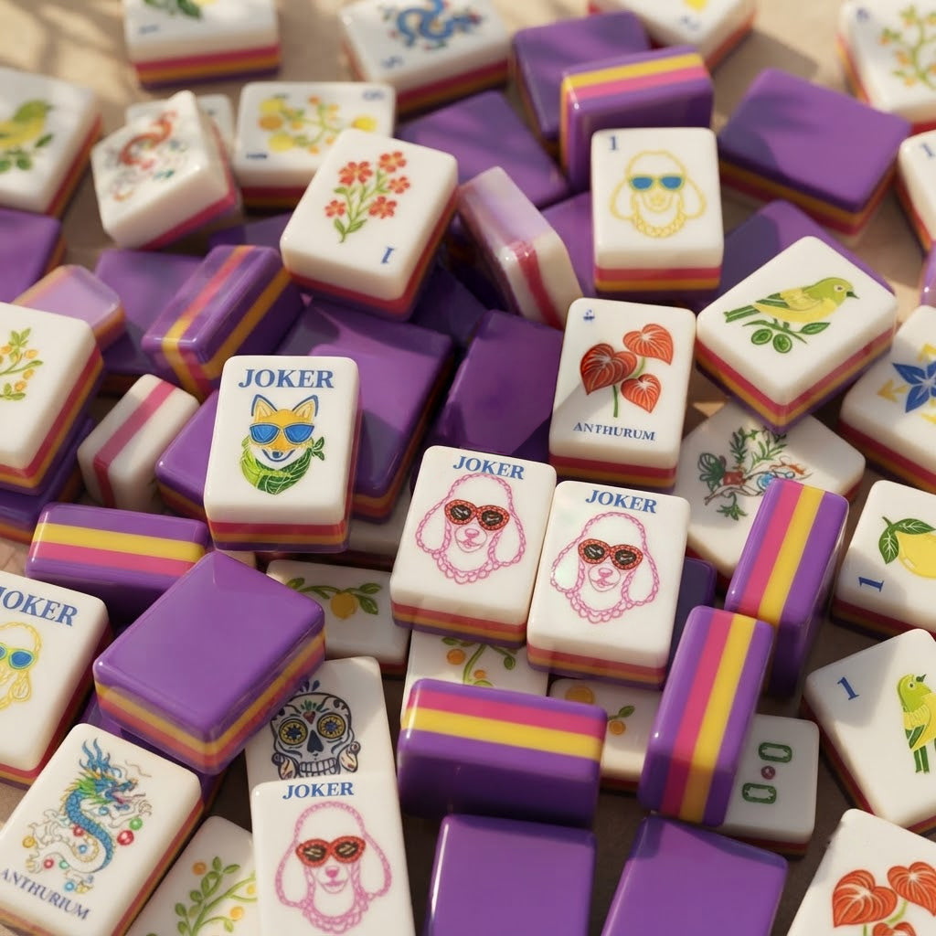 Amalfi Lemon mahjong tiles in a loose pile