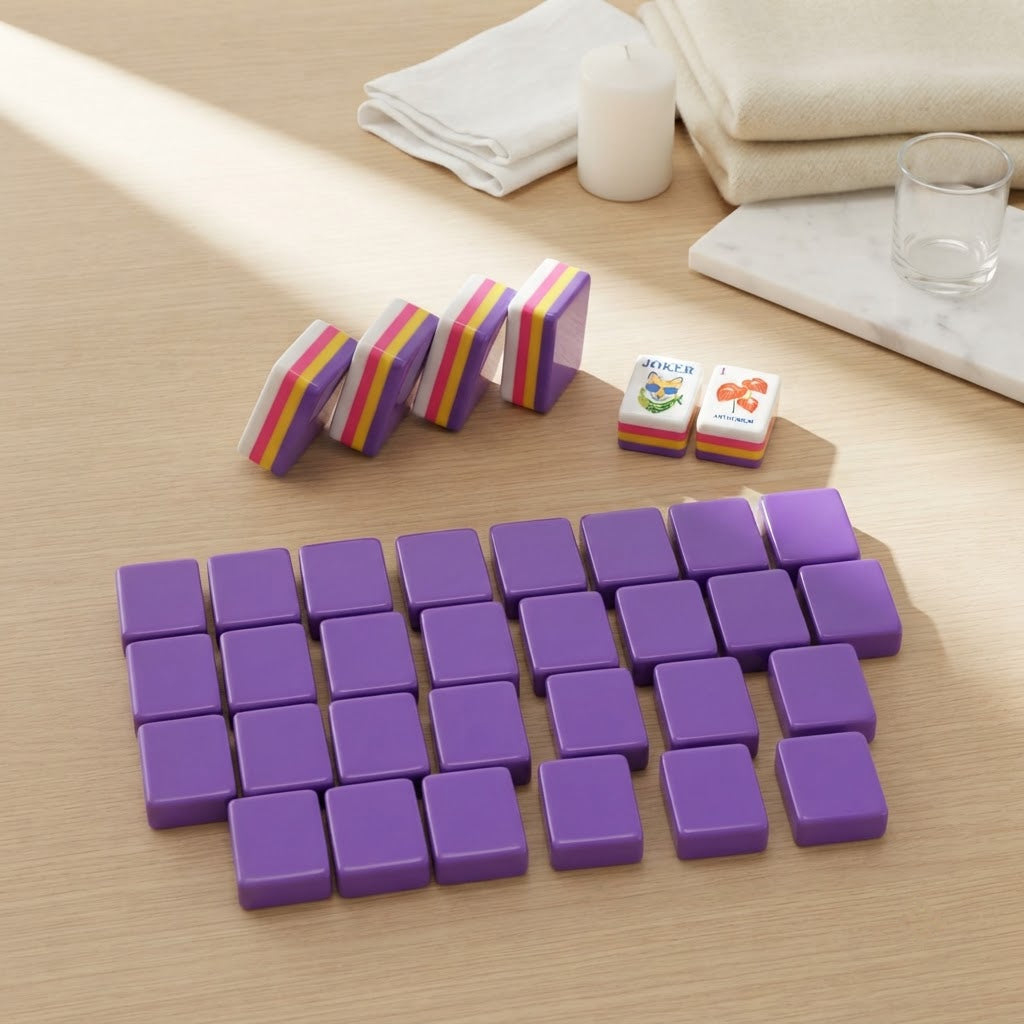 Amalfi Lemon mahjong tiles face down showing purple backs