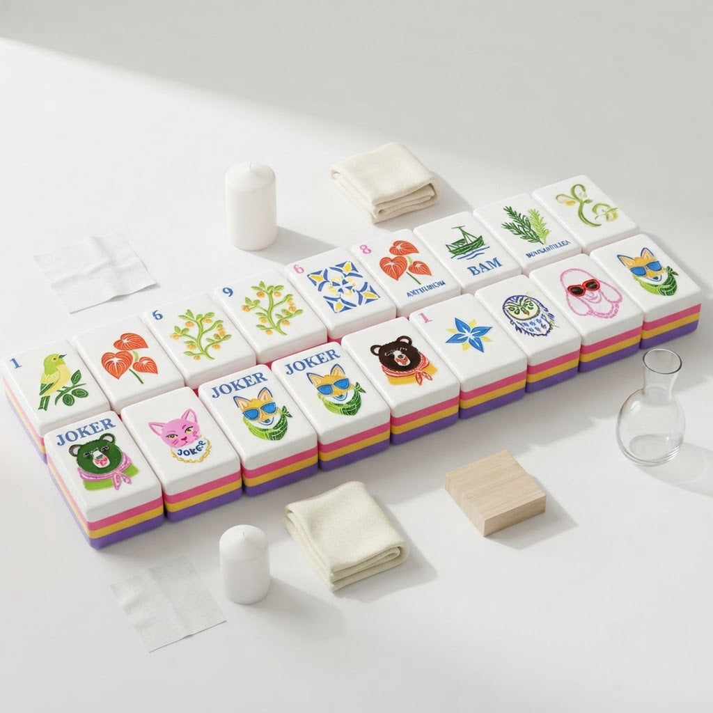 Amalfi Lemon mahjong Joker tiles with animals in sunglasses