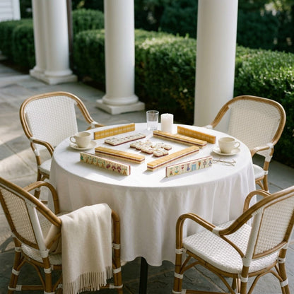 Set laid out on a terrace table