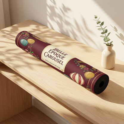 Belle Époque Fairground mahjong mat rolled up on a console table