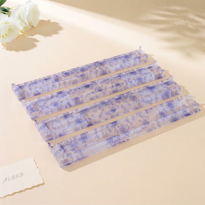 Blue Toile mahjong racks, set of four with a periwinkle-blue floral print on a frosted translucent body