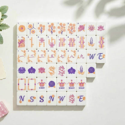 Blush Garden Mahjong Set tiles laid out face up in rows