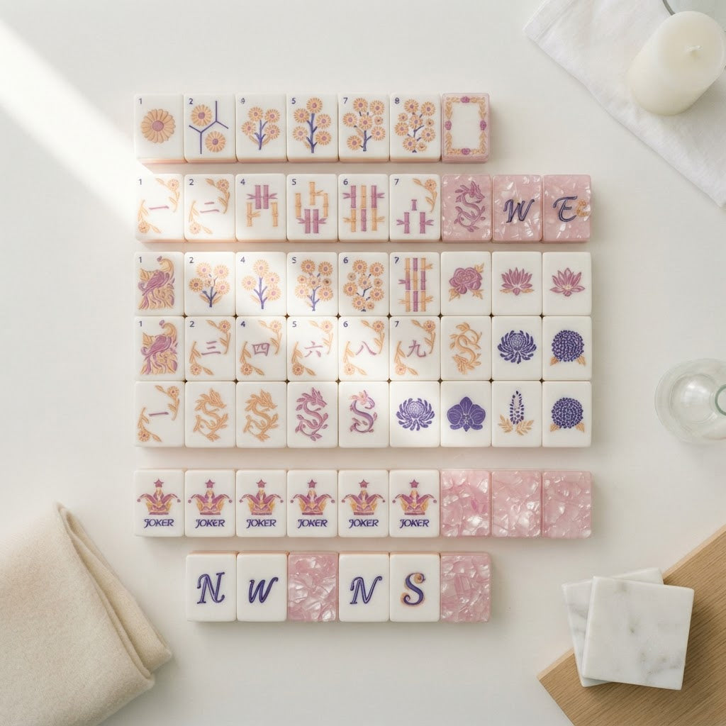 Blush Garden Mahjong Set tile chart