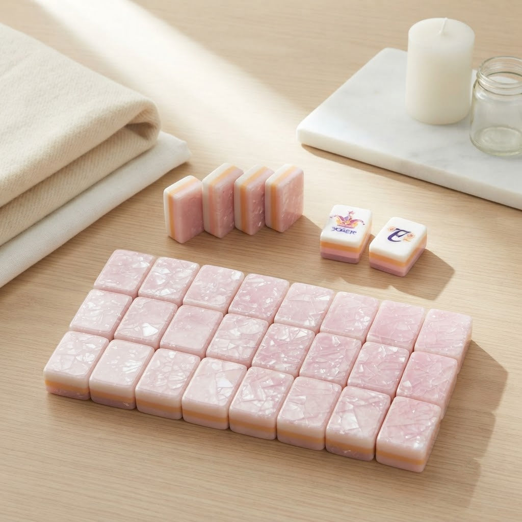 Blush Garden mahjong tiles face down showing pink backs