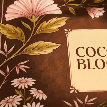 Close-up of the printed artwork on the Blush Cocoa Bloom mahjong mat