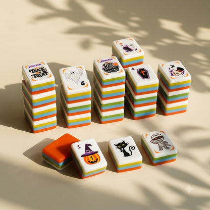 Stacks of tiles with the striped edges lining up in rows