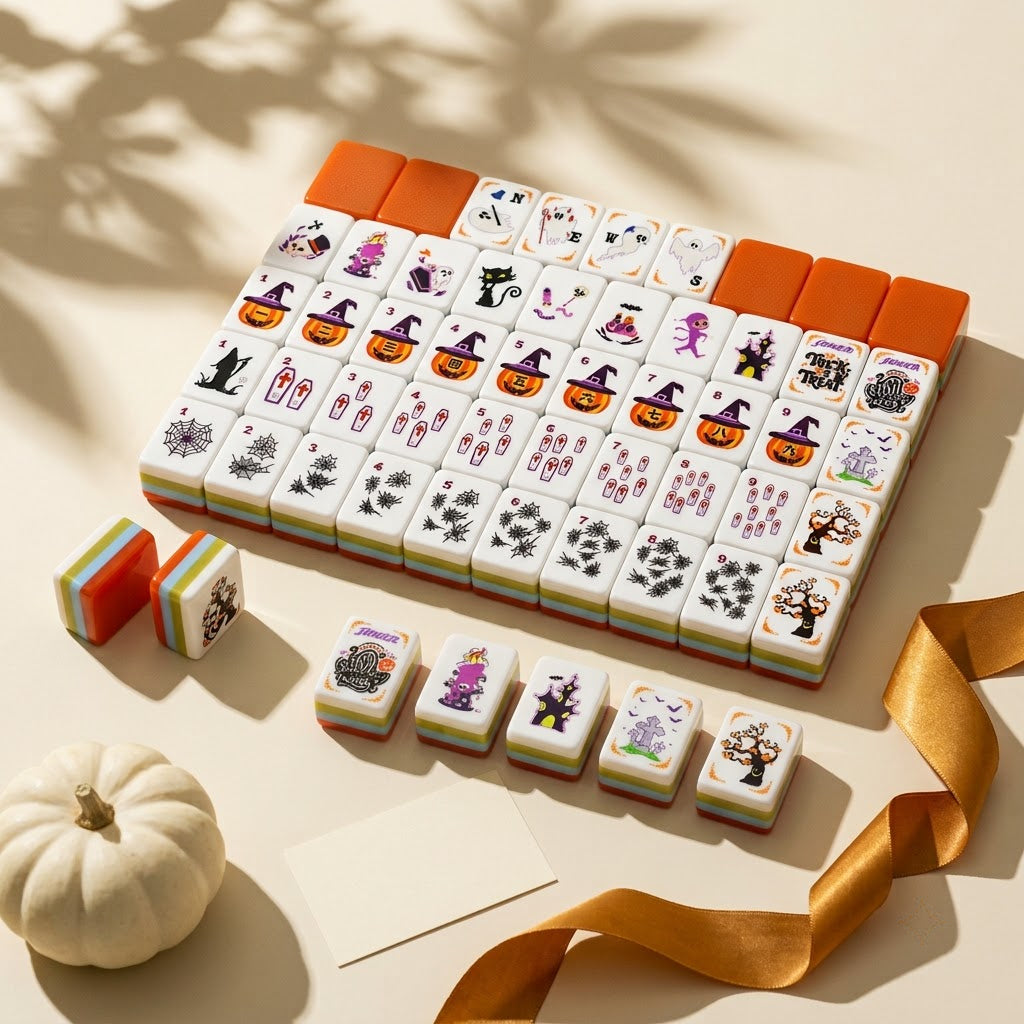 The set presented as a gift with a silk ribbon and a blank card