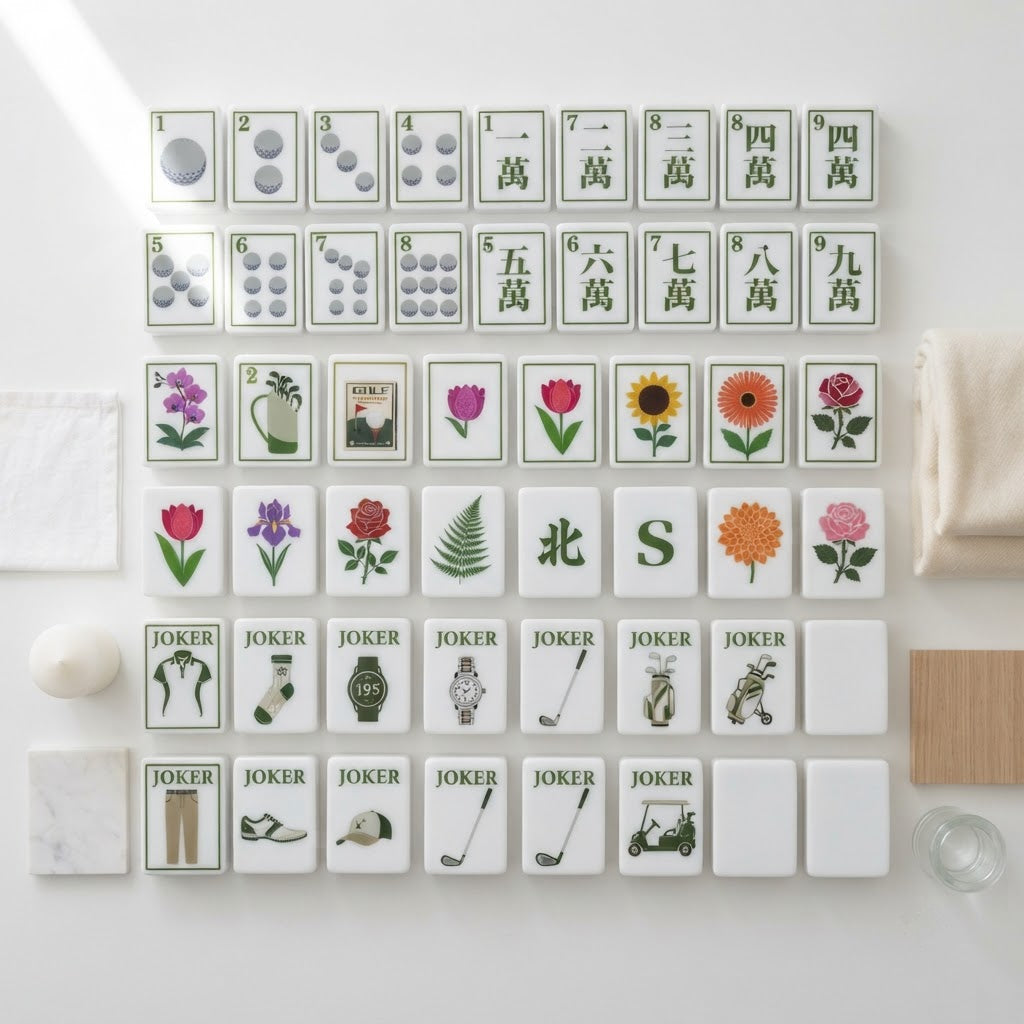 Clubhouse Green Mahjong Set tile chart
